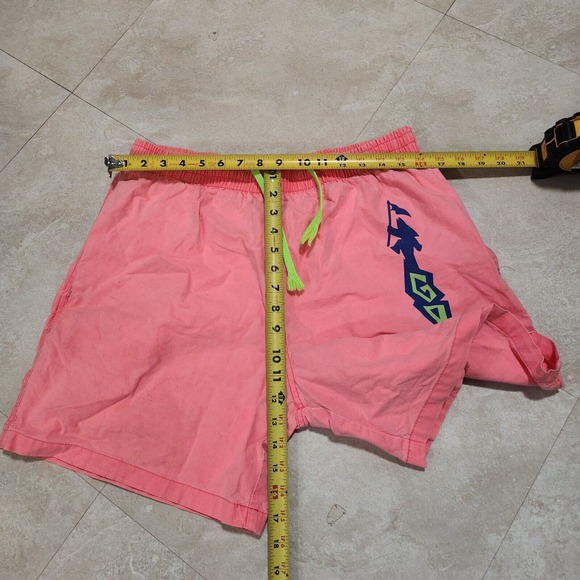 VTG 80s Gotcha Mens 32 Neon Pink Shorts Retro Baggy Graphic Drawstring Spellout - Picture 7 of 13